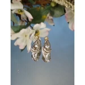 Vintage Rhinestone & Pearl Earrings Clip On Germany Sparkling Silvertone Fashion